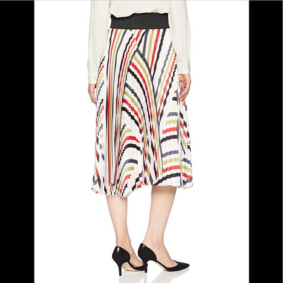 MILLY Pleated Striped Midi Skirt - Picture 4 of 5
